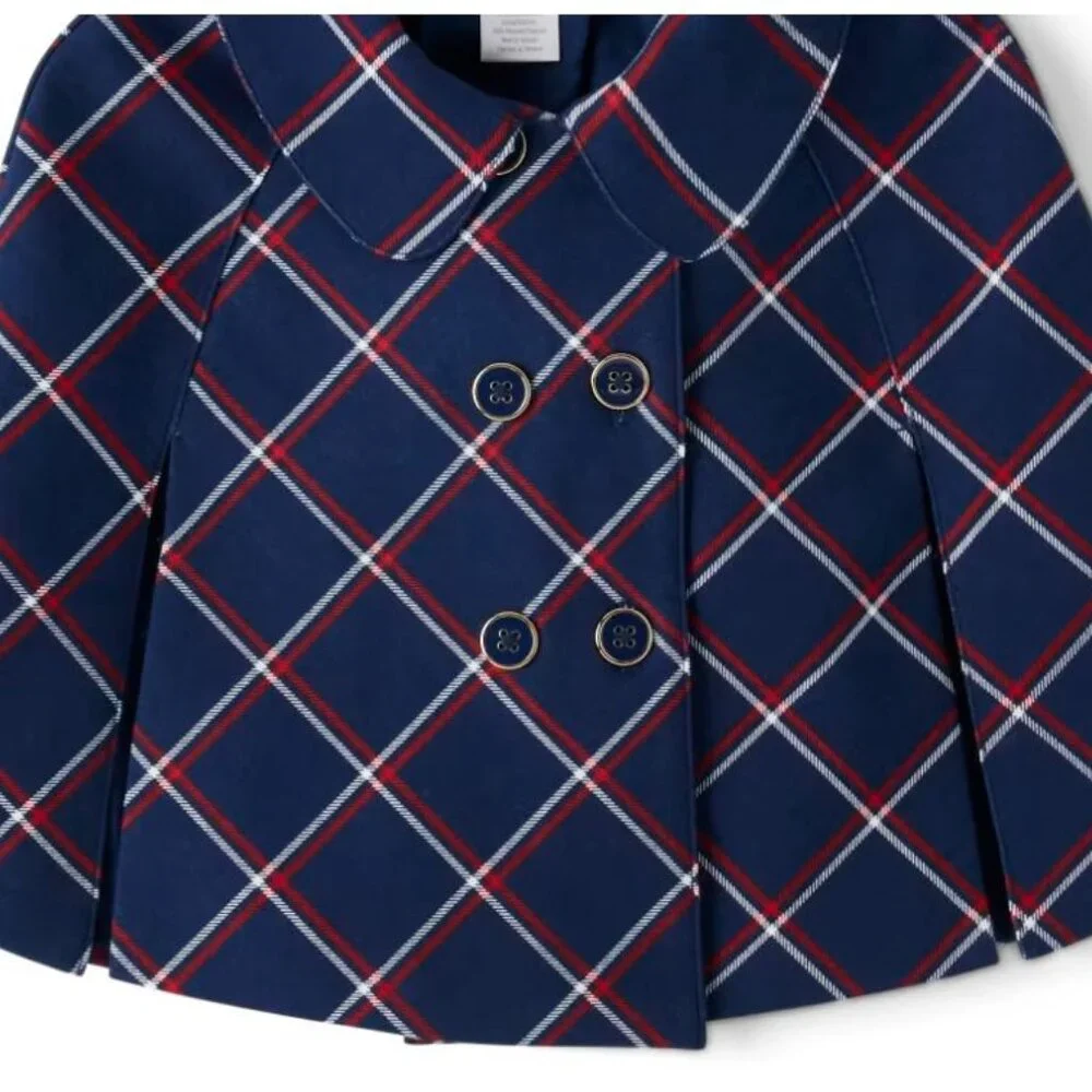 NWT Gymboree Girls Plaid Ponte Cape - Parisian Chic - tidal